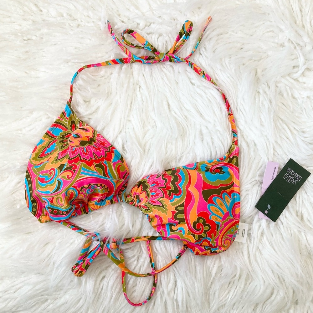 Paisley Print Triangle Bikini Top